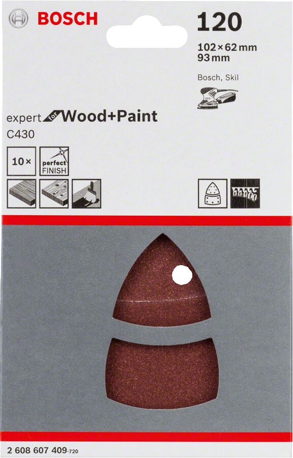 Bosch - Expert for Serisi Ahşap Zımpara 102x62/93x93 mm 120 kum