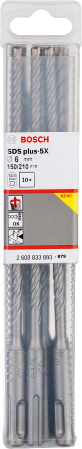 Bosch - SDS-Plus-5X Serisi Kırıcı Delici Matkap Ucu 6*210 mm 10'lu