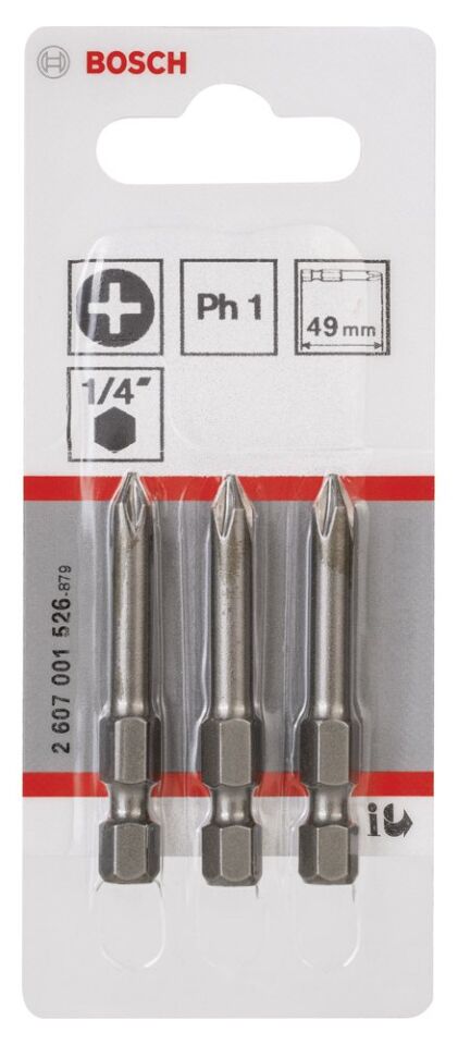 Bosch - Extra Hard Serisi Vidalama Ucu PH1*49 mm 3'lü