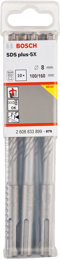 Bosch - SDS-Plus-5X Serisi Kırıcı Delici Matkap Ucu 8*160 mm 10'lu