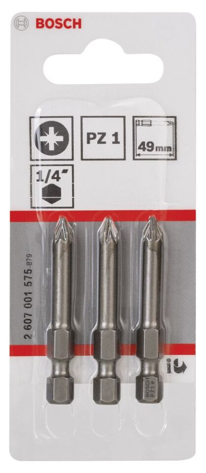 Bosch - Extra Hard Serisi Vidalama Ucu PZ 1*49 mm 3'lü