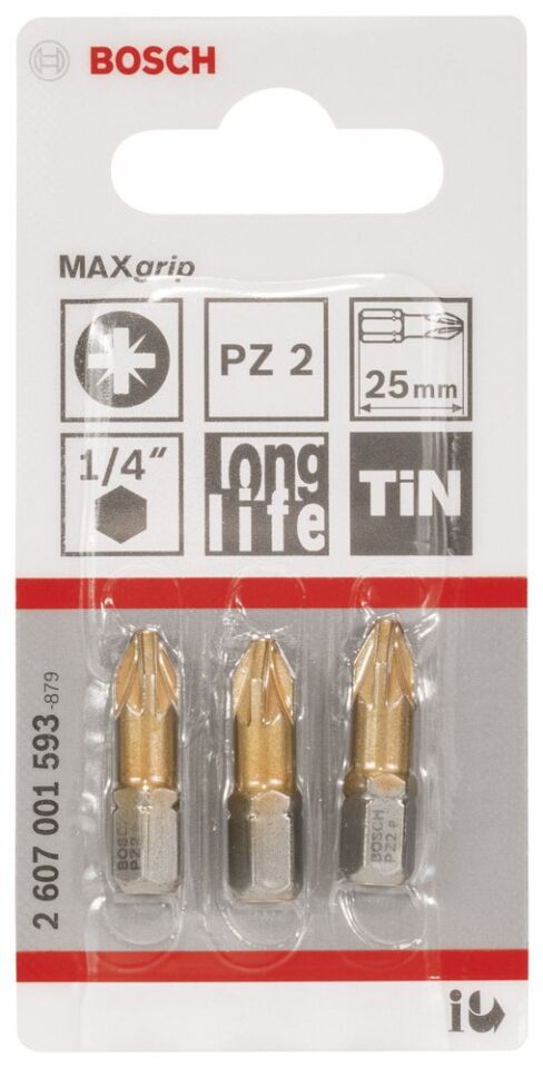 Bosch - Max Grip Serisi Vidalama Ucu PZ 2*25 mm 3'lü