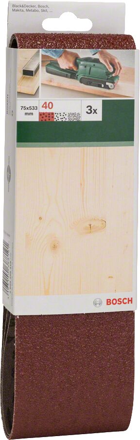 Bosch - Tank Zımpara Kağıdı 3'lü, 75 x 533 mm 40 Kum