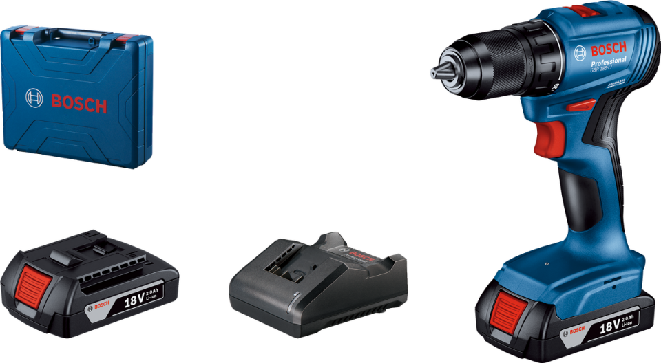 Bosch Professional GSR 185 LI Akülü Delme Vidalama Mak. 2 x 2.0 Ah; Case