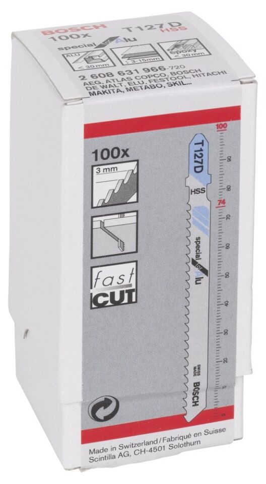 Bosch - Aluminyum İçin T 127 D Dekupaj Testeresi Bıçağı - 100'Lü Paket