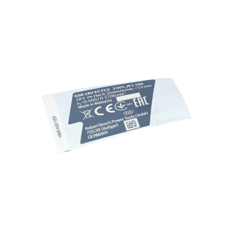Tip Etiketi (Nameplate) (1600A00YZ9)