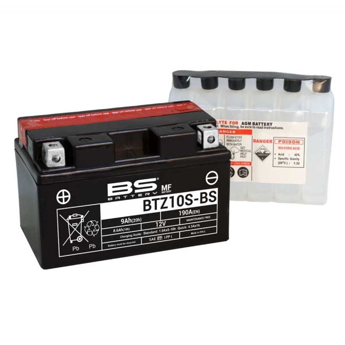 BS BTZ10S-BS MF 12 V 9 Ah 190 A EN Motosiklet Aküsü