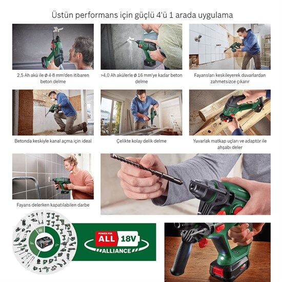 Bosch Universalhammer 18V Akülü Matkap (Tek Akü, 2,5 Ah) - 06039D6002