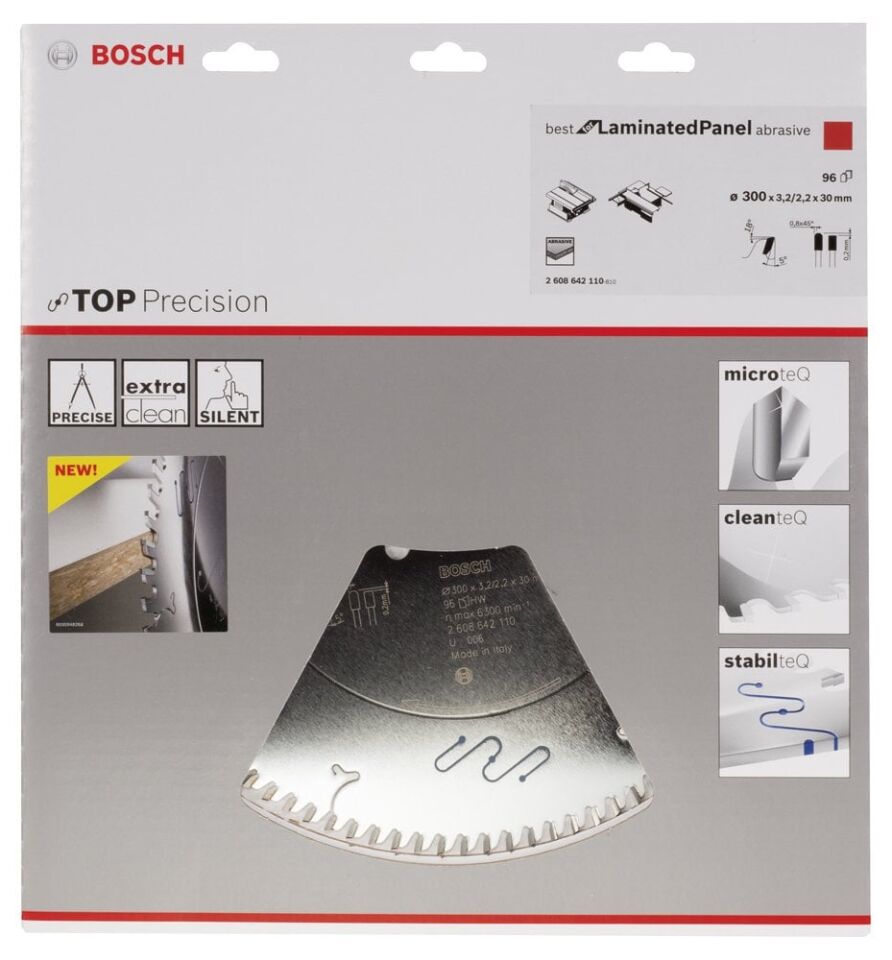 Bosch - Best Serisi Hassas Kesim Aşındırıcı Kaplamalı Lamine Panel için Daire Testere Bıçağı 300*30 mm 96 Diş