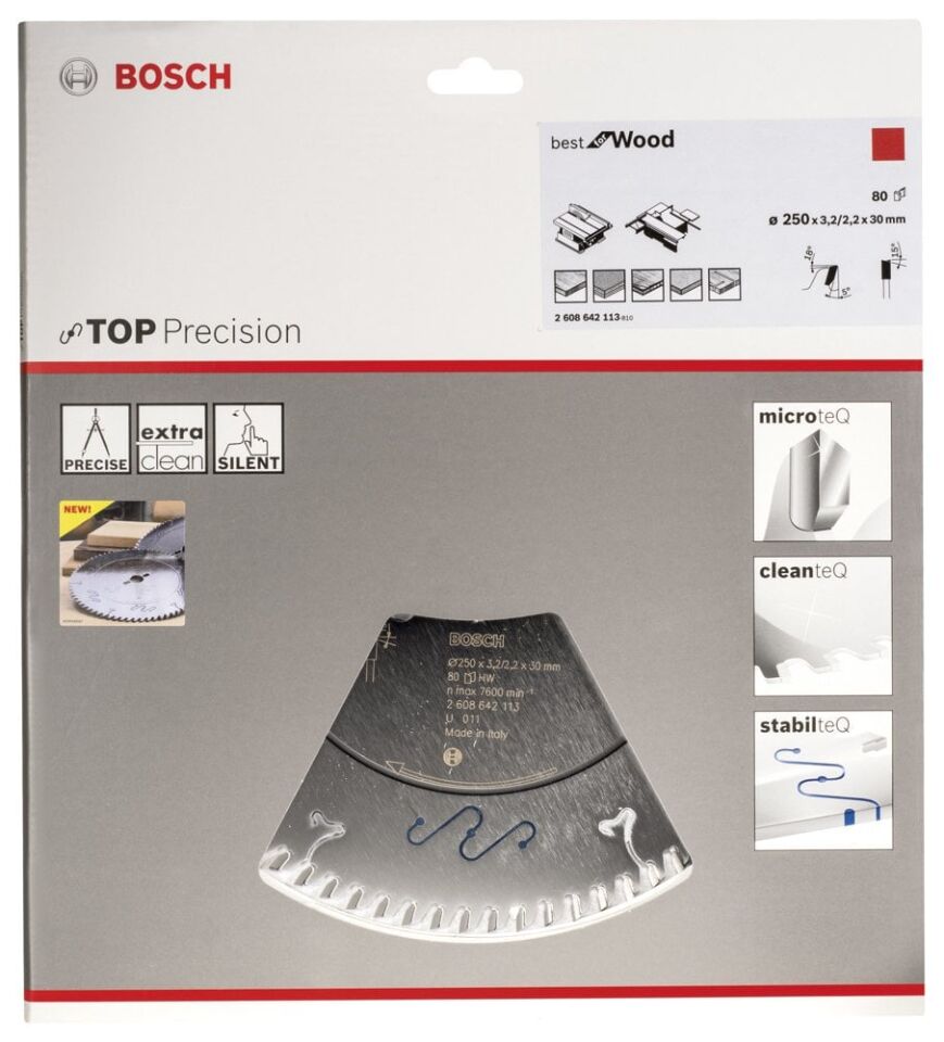 Bosch - Best Serisi Hassas Kesim Ahşap için Daire Testere Bıçağı 250*30 mm 80 Diş