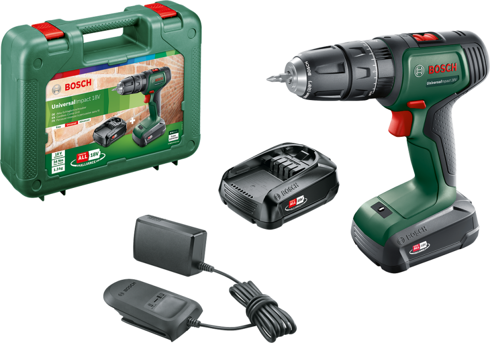 Bosch UniversalImpact 18 Çift Akülü Darbeli Delme Vidalama Makinesi (2 x 1,5Ah)