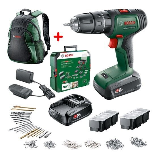 Bosch Universalımpact 18V Akülü Darbeli Matkap (1,5Ah, Çift Akü) SBX + 241 Aksesuar Setli - 06039D4103