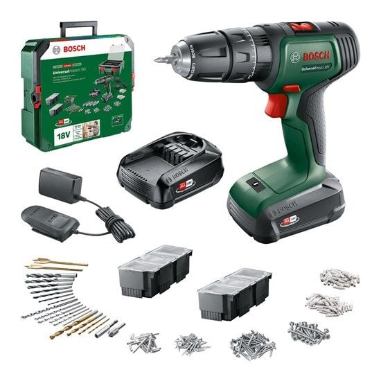 Bosch Universalımpact 18V Akülü Darbeli Matkap (1,5Ah, Çift Akü) SBX + 241 Aksesuar Setli - 06039D4103