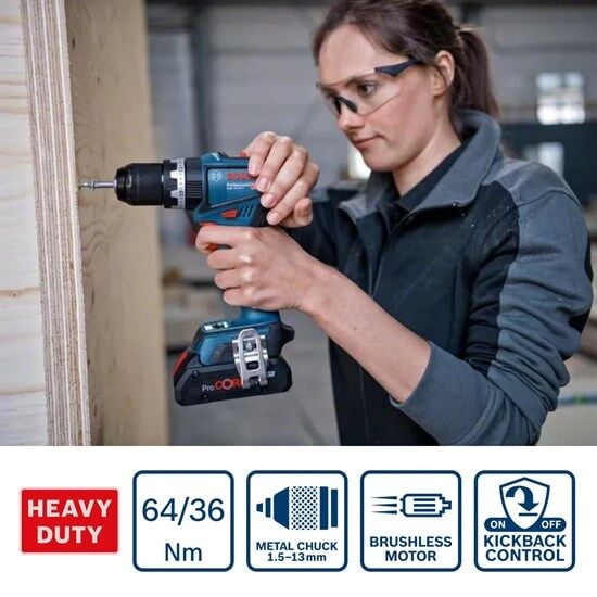 Bosch Professional GSB 18V-90 C  2*5Ah Akülü Darbeli Delme Vidalama - 06019K6106