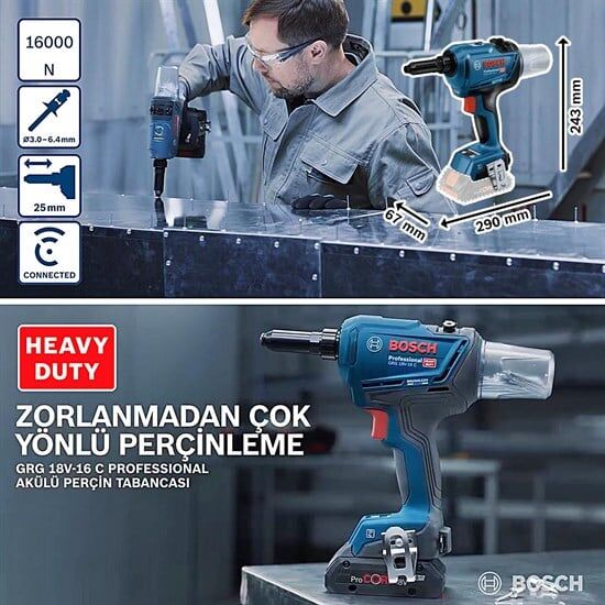 Bosch Professional GRG 18V-16 C Akülü Perçin Tabancası 2*4Ah - 06019K5001