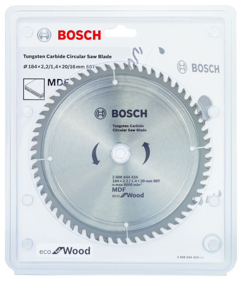 Bosch - Eco for Wood Daire Testere Bıçağı 184*20 mm 60 Diş