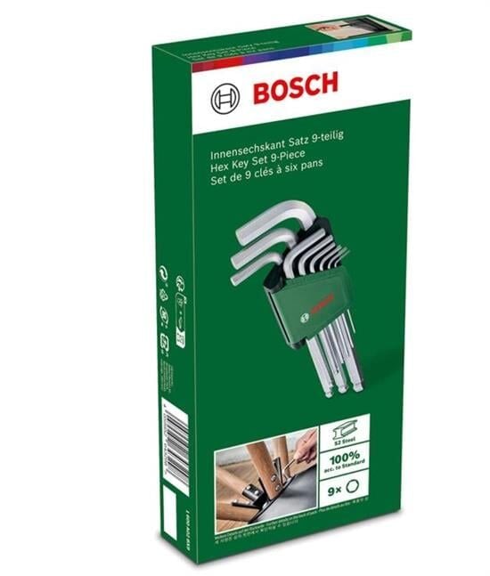 Bosch Yuvarlak Başlı Alyan Anahtar Takımı Hex 9 Parça - 1600A02BX9 - 1600A032V1