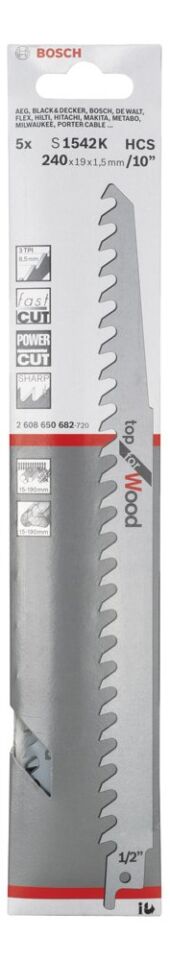 Bosch - Top Serisi Ahşap için Panter Testere Bıçağı S 1542 K - 5'li