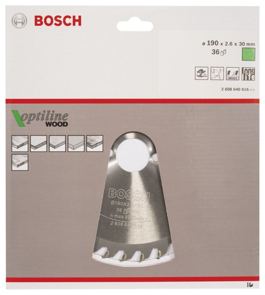 BOSCH Ahşap İçin Daire Testere 190x30Mm 36Diş (2 608 640 616)