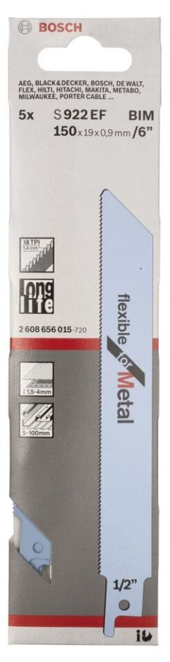 Bosch - Flexible Serisi Metal için Panter Testere Bıçağı S 922 EF - 5'li