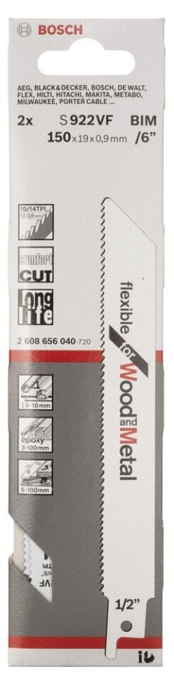 Bosch - Flexible Serisi Ahşap Ve Metal için Panter Testere Bıçağı S 922 VF - 2'li