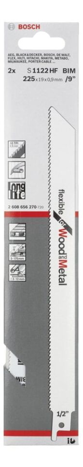 Bosch - Flexible Serisi Ahşap Ve Metal için Panter Testere Bıçağı S 1122 HF - 2'li