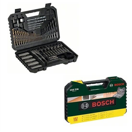 Bosch Professional GSB 120-LI 2X2ah Akülü Darbeli Delme/Vidalama + 23 Parça Set + V-Line 103 Parça Karışık Aksesuar Seti + Sırt Çantası