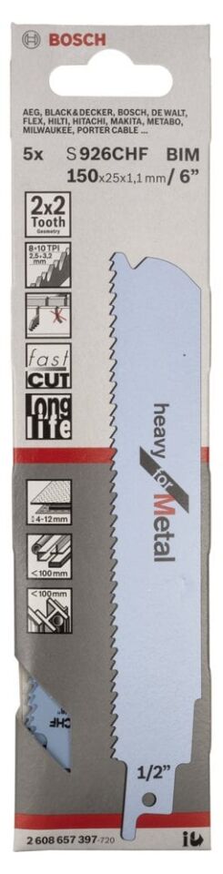 Bosch - Heavy Serisi Metal için Panter Testere Bıçağı S 926 CHF - 5'li
