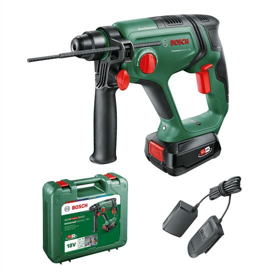Bosch Universalhammer 18V Akülü Matkap (Tek Akü, 2,5 Ah) + Akülü Darbeli Vidalama Solo +  V-Line 103 Parça Karışık Aksesuar Seti