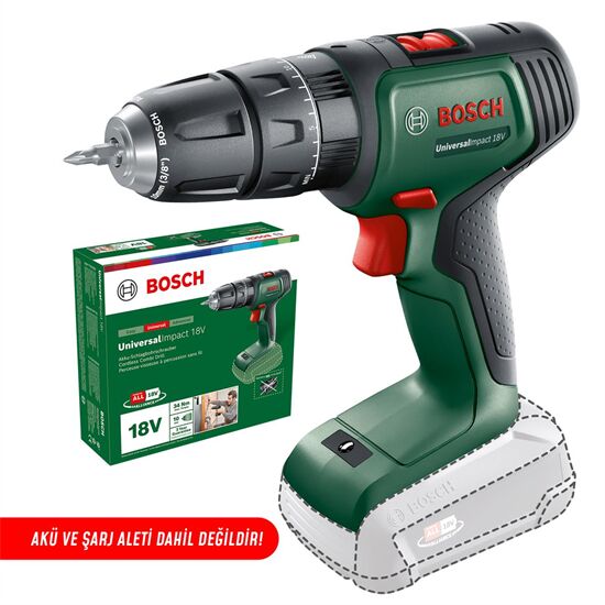 Bosch Universalhammer 18V Akülü Matkap (Tek Akü, 2,5 Ah) + Akülü Darbeli Vidalama Solo +  V-Line 103 Parça Karışık Aksesuar Seti
