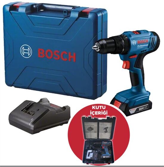 Bosch Professional GSB 183 Tek Akülü 2 Ah Darbeli Matkap Şarjlı  + GBH 240 Kırıcı Delici + V-Line 103 Parça Aksesuar Seti