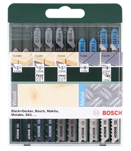 BOSCH PST 650 Compact 500 Watt Dekupaj Testere + Karışık Dekupaj Testere Seti 10 Lu