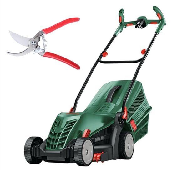 Bosch Universalrotak 37-555 Çim Biçme Makinesi 1400 W + Evakat KT -1 Çelik Budama Makası
