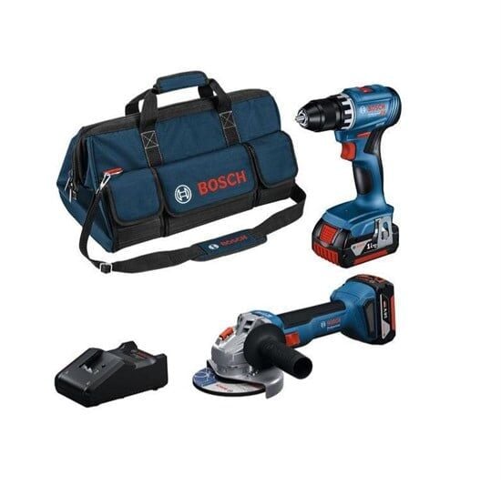 Bosch Professional Gsr 18V-45 Akülü Vidalama + Gws 18V-8 Akülü Taşlama + GBH 185-LI  Kırıcı Ve Delici 3 X 4 Ah Akülü Kombi Set