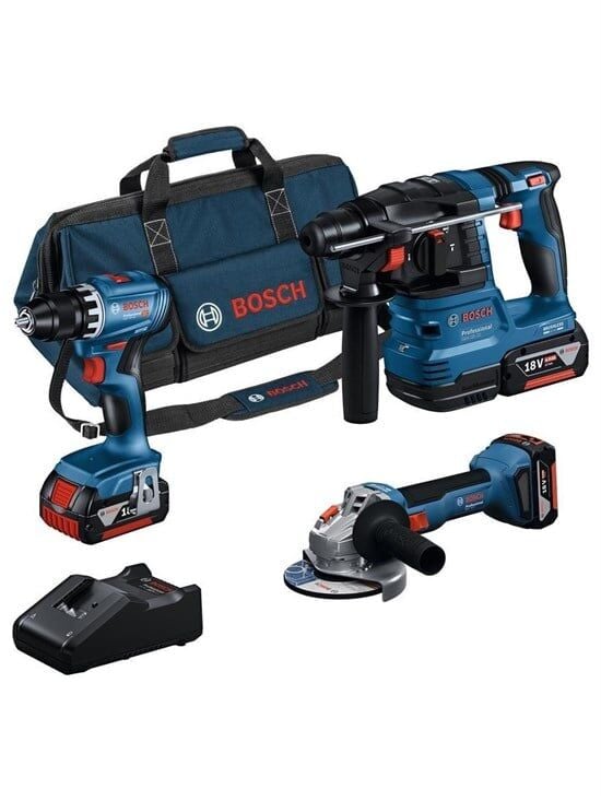 Bosch Professional GSR 18V-45 + GWS 18V-8 + GBH 18V-22 3 X 4.0 Ah Akülü Kombi Set - 0615A5007L