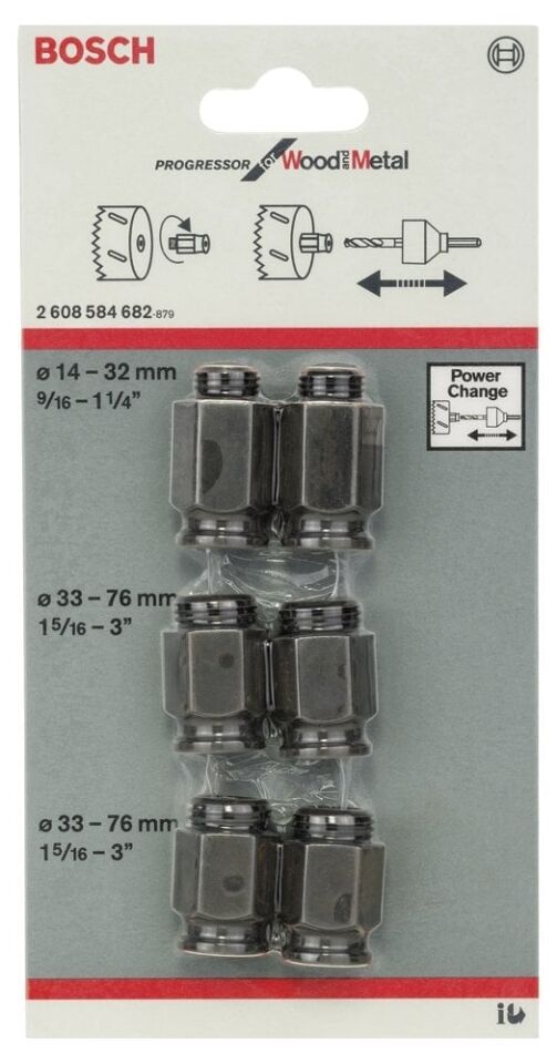 Bosch - Power Change Değiştirme Kiti, Yeni Progressor Serisi Delik Açma Testeresi (Panç) için 6 Parça