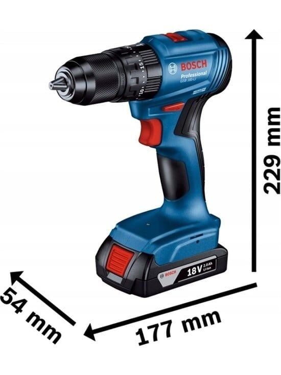 Bosch Professional GSB 185-LI  2Ah 18V Tek Akülü Kömürsüz Darbeli Delme Vidalama - 06019K3101