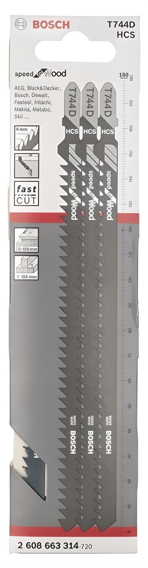 BOSCH Dekupaj Testere Bıçağı T 744 D 180 Mm Ahşap Kesim (3'Lü) - 2608663314
