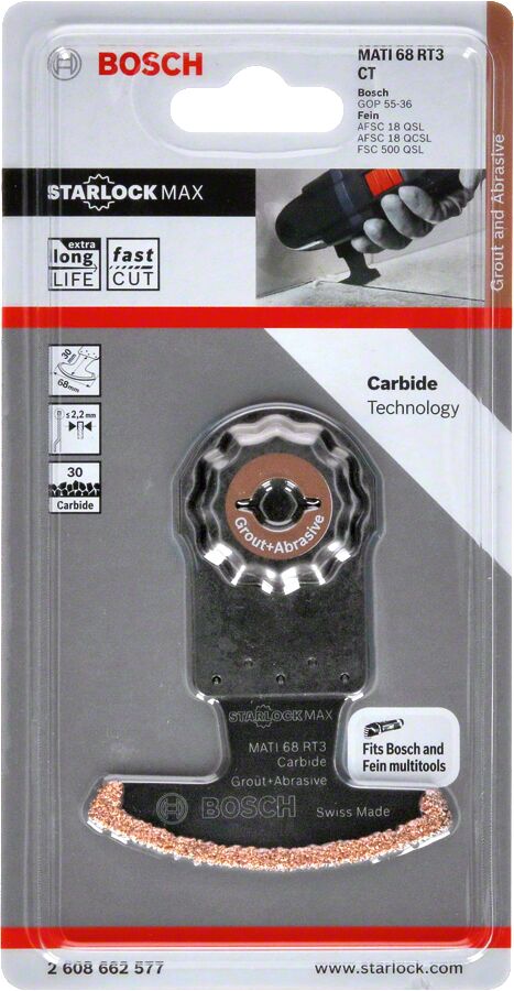 Bosch - Starlock Max - MATI 68 RT3 - Carbide RIFF Zımpara Uçlu Segman Testere Bıçağı 30 Kum Kalınlığı 1'li