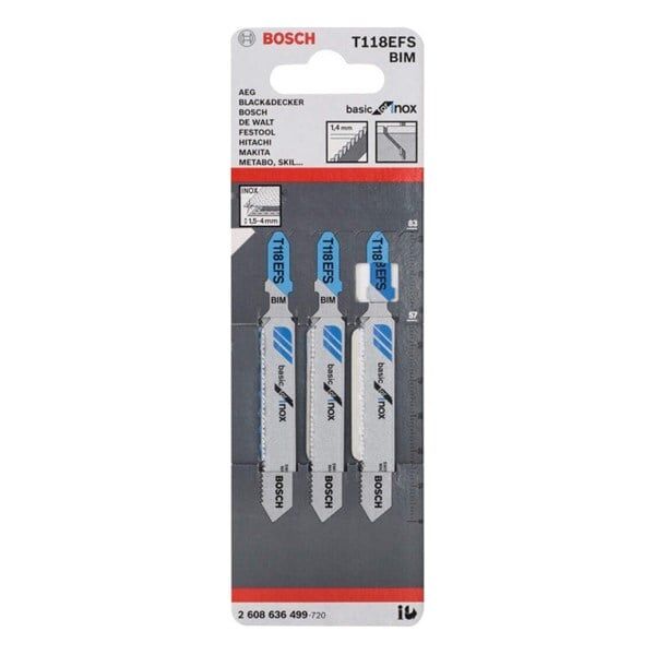 BOSCH Dekupaj Testere Bıçağı T 118 EFS 83 Mm Paslanmaz Çelik (Inox) Kesim (3'Lü) - 2608636499