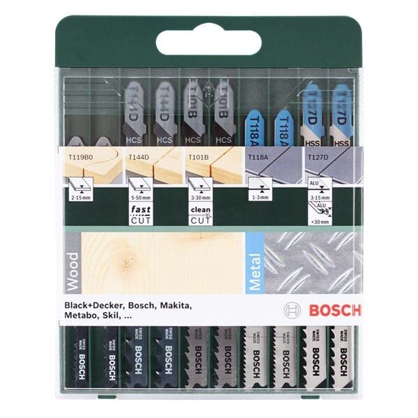 BOSCH Dekupaj Testere Bıçağı Karışık Set Ahşap Ve Metal Kesim (10'Lu) - 2609256746